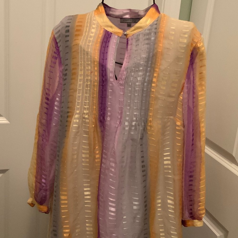 Anne Klein Grey Purple Gold Tunic w/ Grey Pants